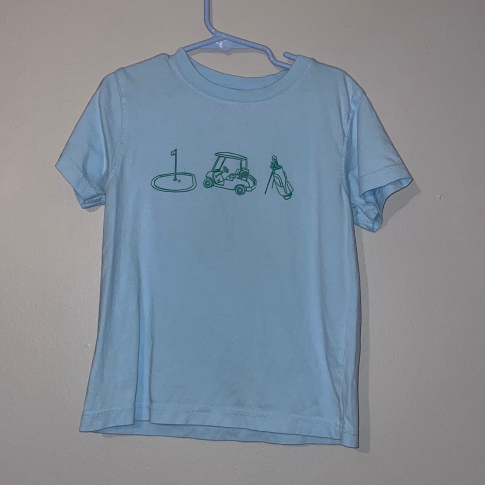 Mustard$ ketchup kids 
Short sleeve light blue golf trio t- shirt